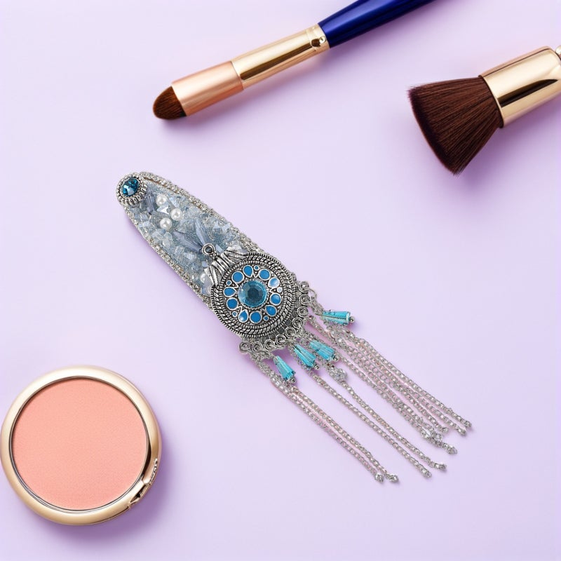 2pcs Sparkly Rhinestone Tassel Hair Clips With Simulation Ethnic Fringe Barrette Wedding Hair Accessories For Parties And Daily Styling - Image 4