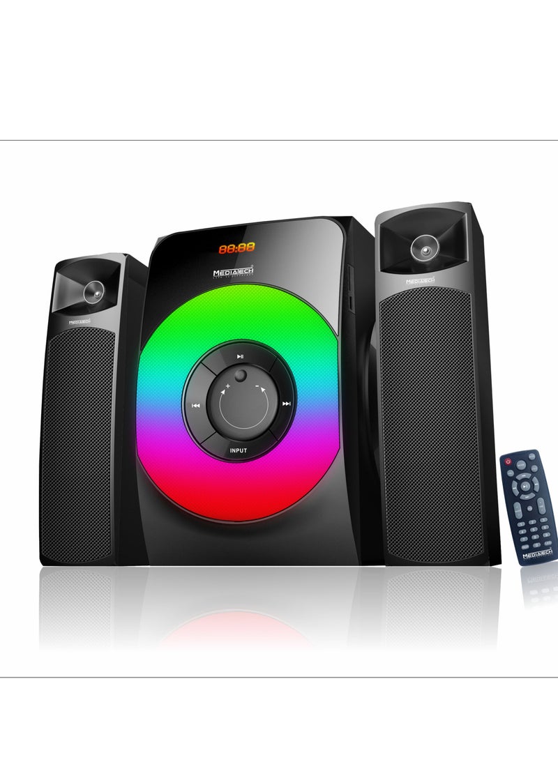 Mediatech MediaTech 2.1 Stereo Speaker, 65 Watt, Bluetooth , Optical input , SD , USB, AUX , Remote, Optical cable (3M) , RCA Cablel, MT-5619/ Black (1 Year Warranty)  - Image 1