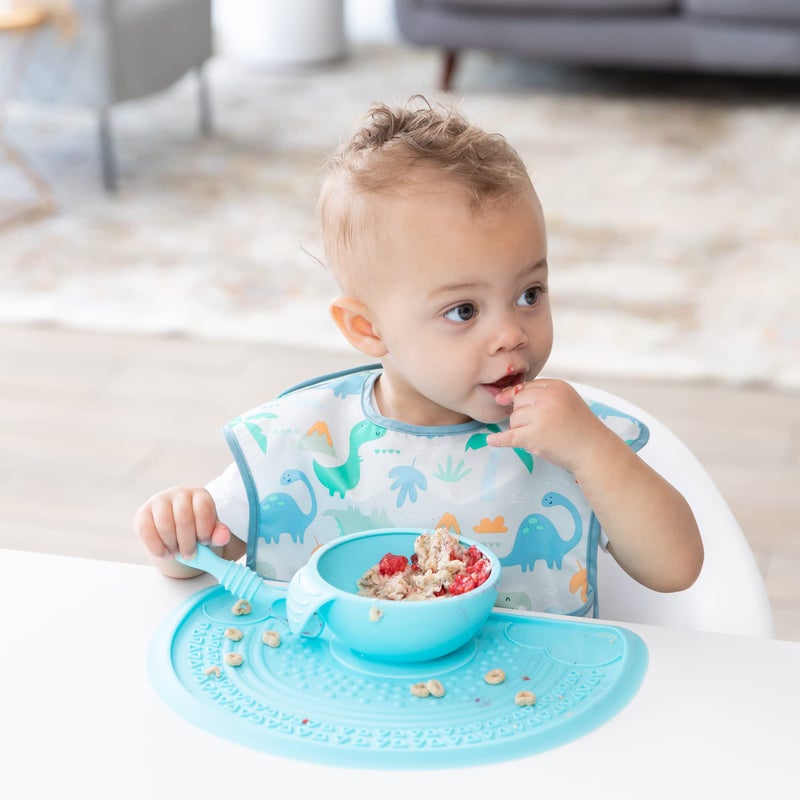 Bumkins Baby Silicone Sensory Placemat, for Babies and Toddlers, Suction Mat for Restaurants, Stick On High Chairs and Tables, Eating Finger Foods, Baby Led Weaning Essentials, Ages 6 Months Up, Blue - Image 2