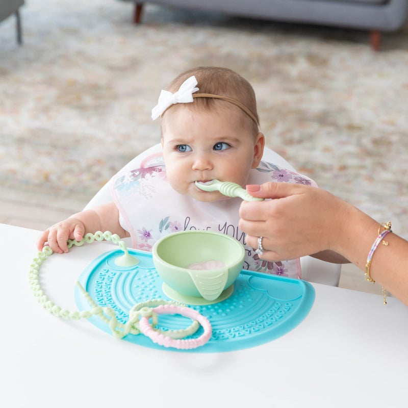 Bumkins Baby Silicone Sensory Placemat, for Babies and Toddlers, Suction Mat for Restaurants, Stick On High Chairs and Tables, Eating Finger Foods, Baby Led Weaning Essentials, Ages 6 Months Up, Blue - Image 3