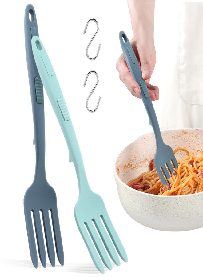 Calidaka 2pcs Silicone Flexible Forks Silicone Cooking Fork Heat Resistant 11.6 Inch Nonstick Blending Fork Ultimate Fork for Mix Ingredients, Mash Food(COLOR:blue) - Image 3
