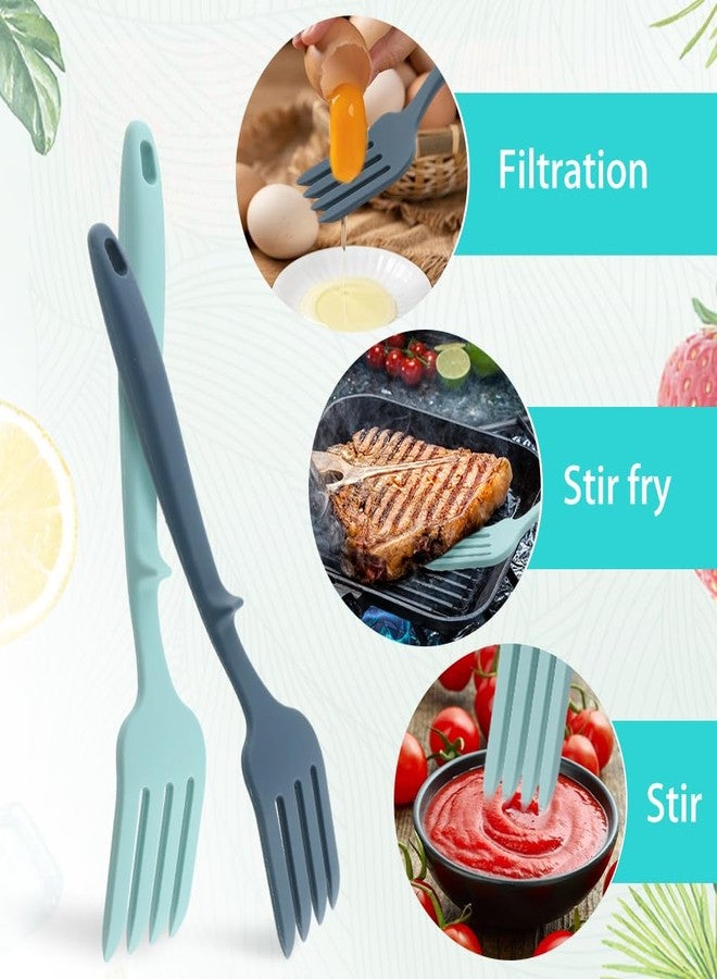 Calidaka 2pcs Silicone Flexible Forks Silicone Cooking Fork Heat Resistant 11.6 Inch Nonstick Blending Fork Ultimate Fork for Mix Ingredients, Mash Food(COLOR:blue) - Image 5