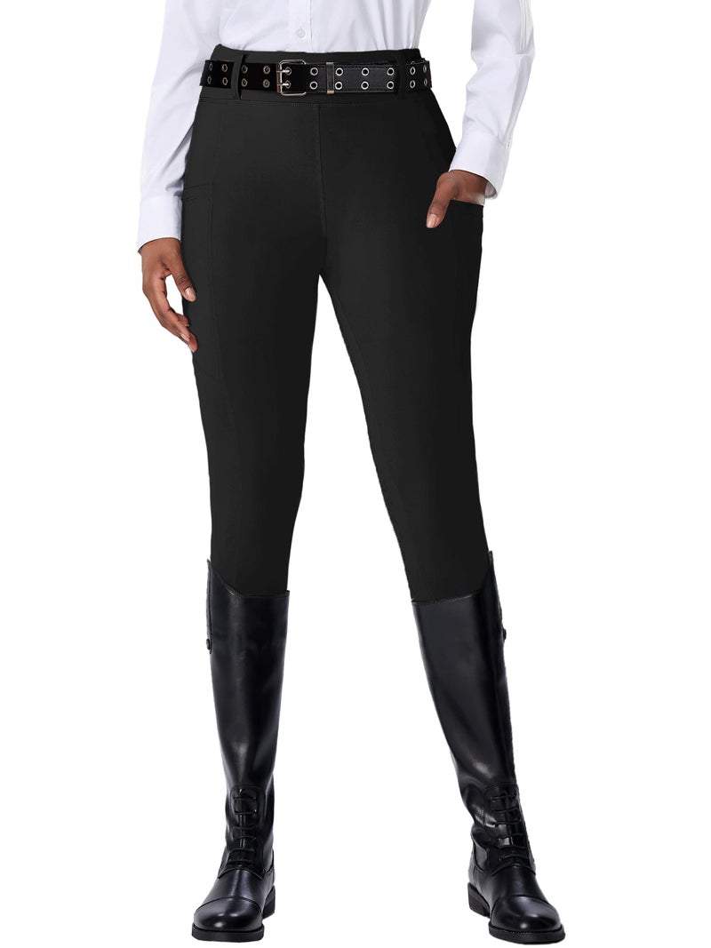 DMVOD Women's Horse Riding Pants Active Silicon Grip Full Seat Breeches for Women Equestrian Pants Black M - Image 2