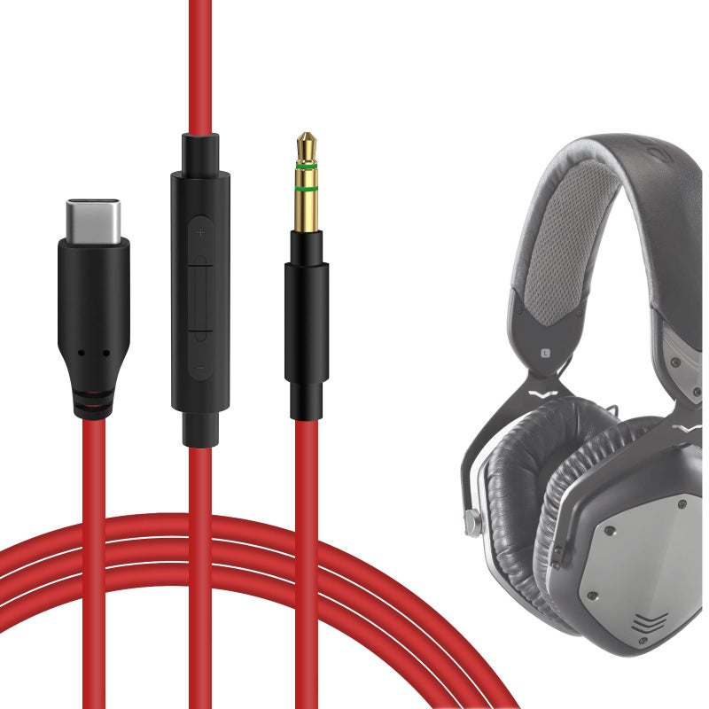 GEEKRIA USBC Digital to Audio Cable with Mic Compatible with VModa Crossfade LP2 XS V80 Headphone Replacement TypeC Cord with Inline Microphone and Volume Control 56ft17m - Image 2