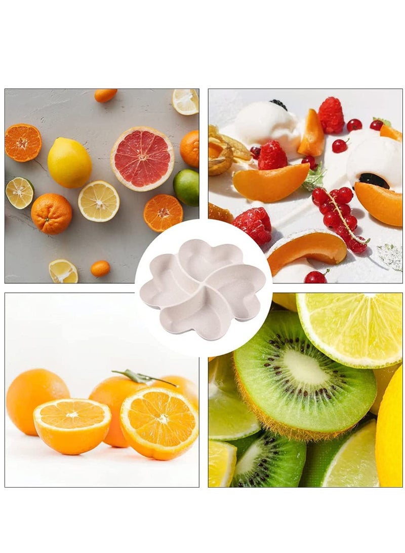 SYOSI Tray Flower Shaped, Snack Serving, Wheat Straw, Divided Appetizer, Candy Plate Fruit Tray, Party Nuts Plate, Platter, Party, Organizer Home Decoration, Fruit Plates, Various Shapes - Image 4