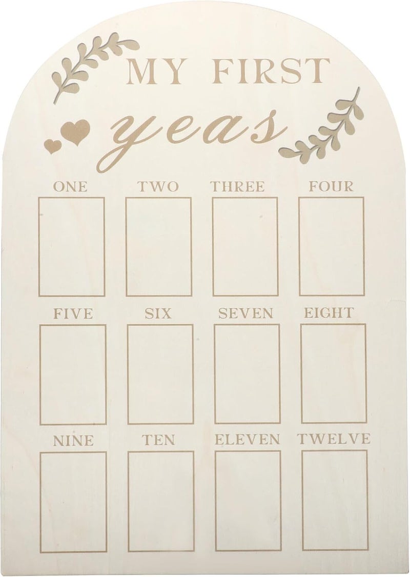 Wooden Photo Frame First Year Milestone Board Newborn Keepsake Picture Frame Monthly Photo Display for Nursery Decor - Image 1