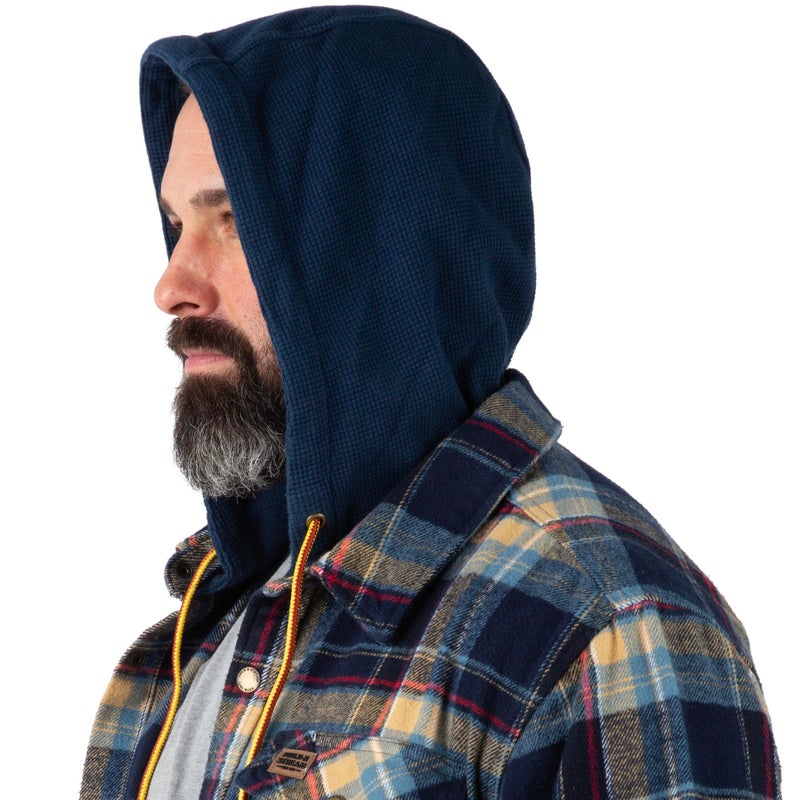 Field & Stream Men's Widgeon Waffle Hooded Flannel Shirt Jacket, Deep Sea Plaid, Large - Image 2