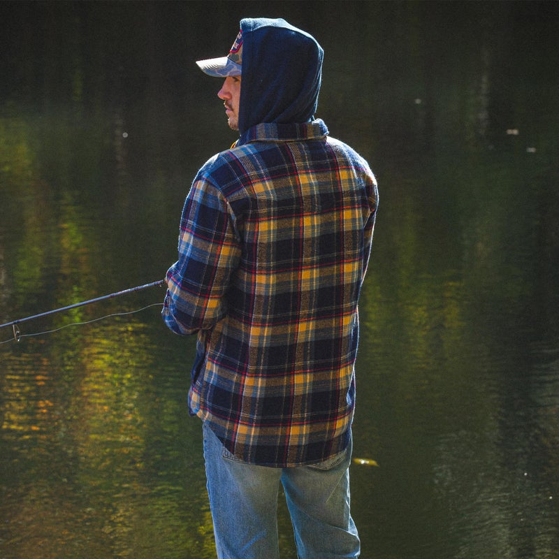 Field & Stream Men's Widgeon Waffle Hooded Flannel Shirt Jacket, Deep Sea Plaid, Large - Image 5