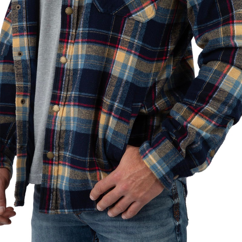 Field & Stream Men's Widgeon Waffle Hooded Flannel Shirt Jacket, Deep Sea Plaid, Large - Image 3
