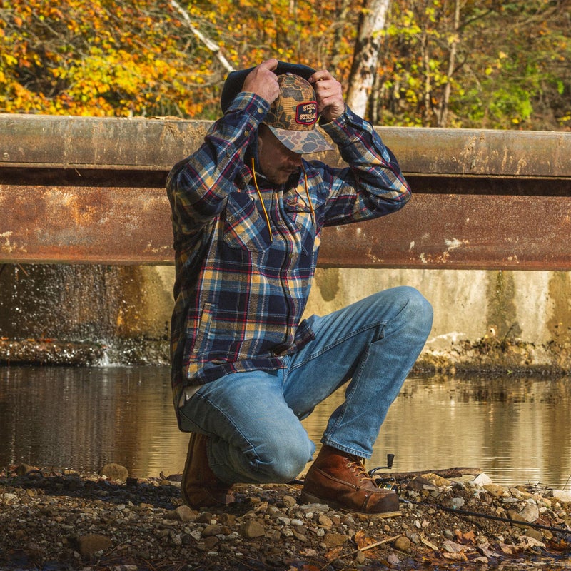 Field & Stream Men's Widgeon Waffle Hooded Flannel Shirt Jacket, Deep Sea Plaid, Large - Image 4