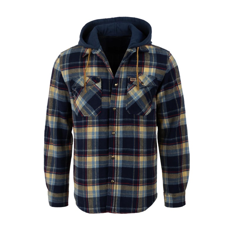 Field & Stream Men's Widgeon Waffle Hooded Flannel Shirt Jacket, Deep Sea Plaid, Large - Image 1