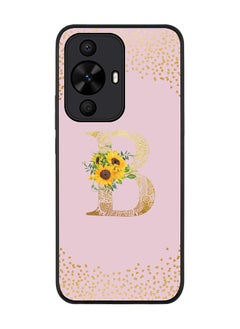 Stylizedd Rugged Black edge case for Huawei nova 12s / Huawei nova 11/ Huawei nova 12 Lite 4G,Custom Monogram Initial Letter Floral Pattern Alphabet - B (Pink)  - Image 1
