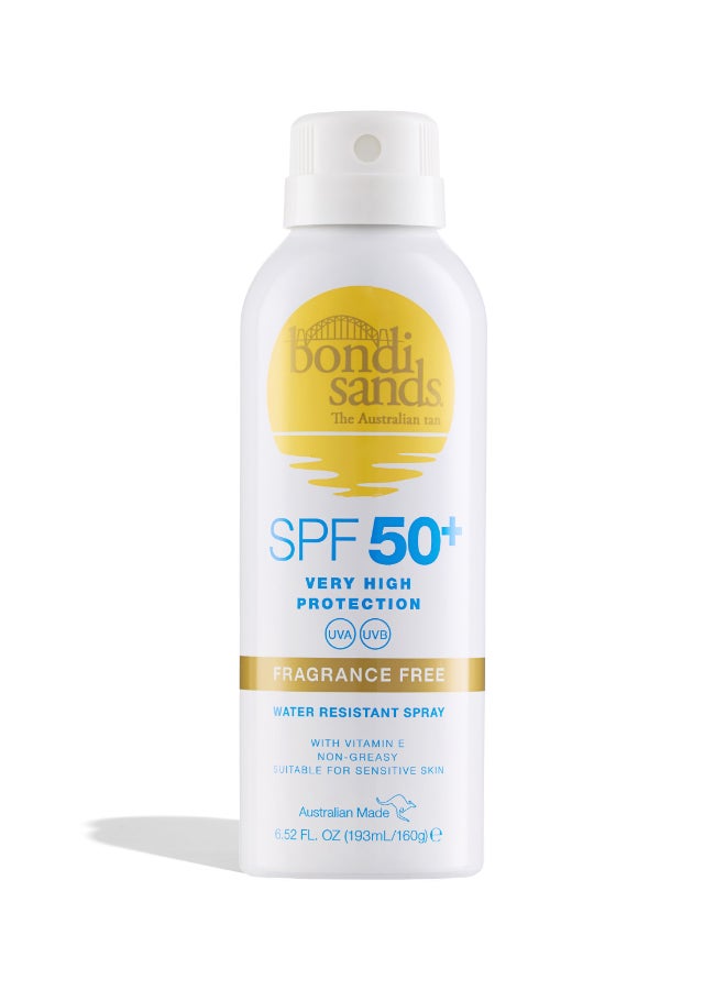 BONDI SANDS Continuous Spray SPF 50+ Sunscreen Mist - Quick, Even Application for Hard-to-Reach Areas, Fragrance-Free for Sensitive Skin (160 g) - Image 1