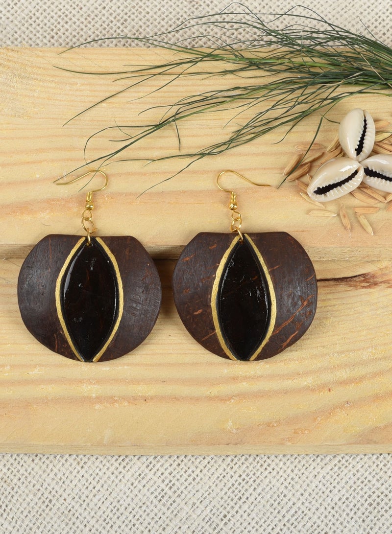 N & H Eco- Friendly Coconut Shell Handmade Earrings Set of 4 - Lightweight Hoop Wire Earrings - Image 2