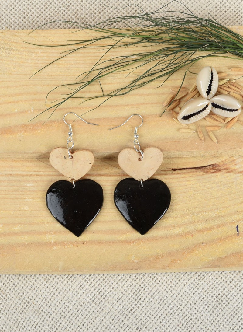 N & H Eco- Friendly Coconut Shell Handmade Earrings Set of 4 - Lightweight Hoop Wire Earrings - Image 3