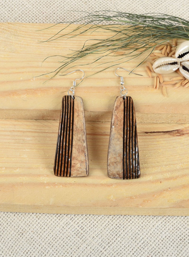 N & H Eco- Friendly Coconut Shell Handmade Earrings Set of 4 - Lightweight Hoop Wire Earrings - Image 4