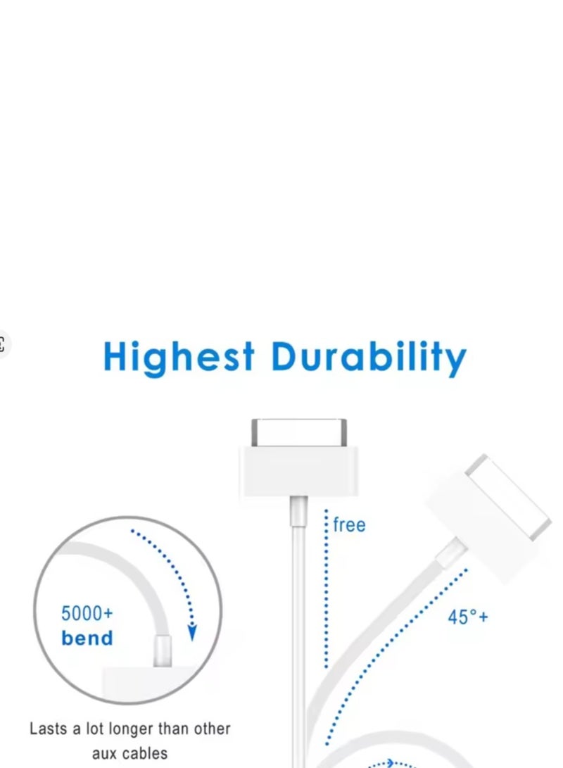 كابل يو اس بي طالع البيانات المتوافقة مع اجهزة ايباد 2 و3 وايفون 4 و4 الجيل الثالث 3 جي اس وايبود نانو ابيض ابيض - Image 3