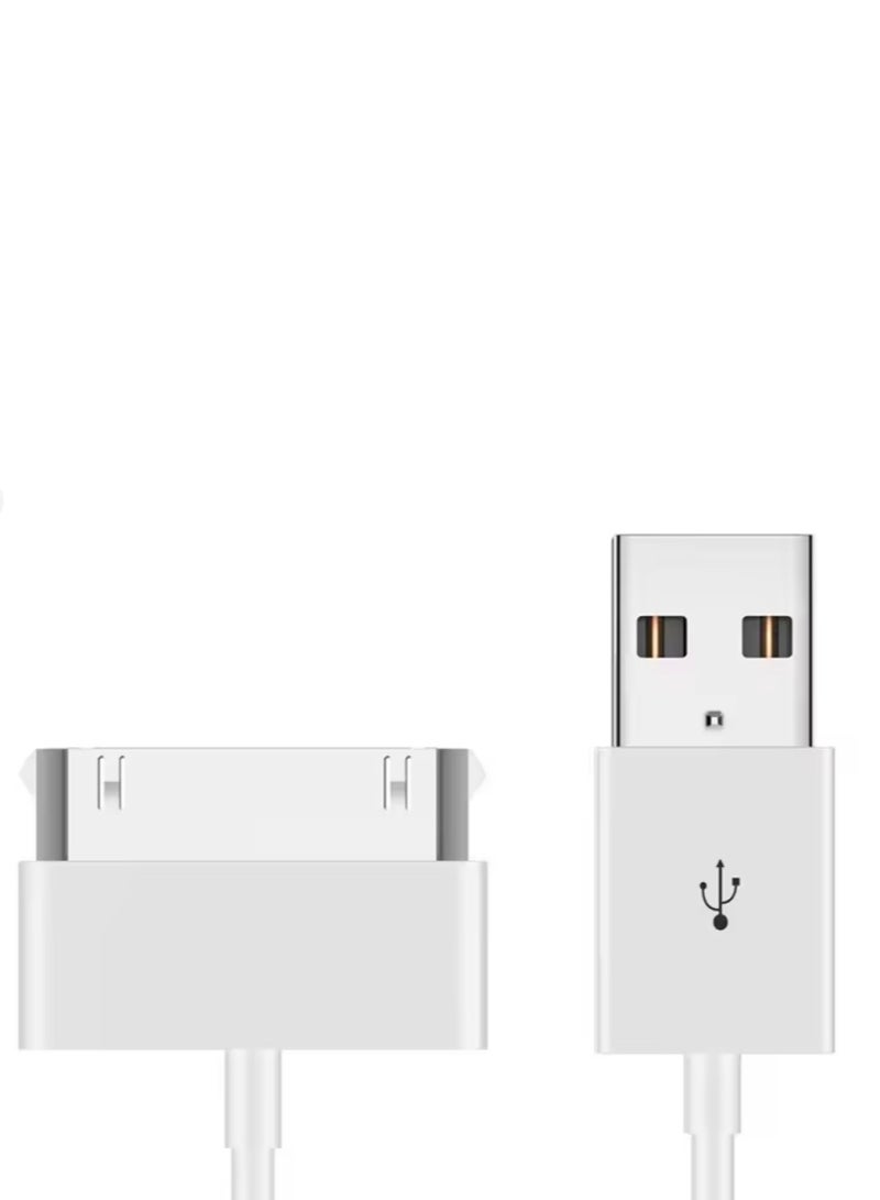 كابل يو اس بي طالع البيانات المتوافقة مع اجهزة ايباد 2 و3 وايفون 4 و4 الجيل الثالث 3 جي اس وايبود نانو ابيض ابيض - Image 1
