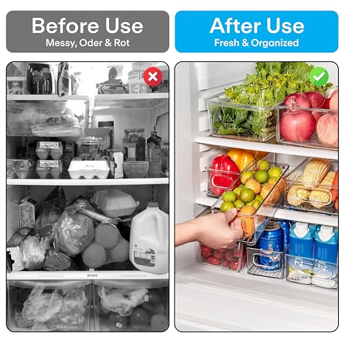 Prime Pick Fresh Store Fridge Storage Container Acrylic Organizer Stackable BPA Free Transparent Kitchen Storage Bin Multifunctional Refrigerator Organizer Transparent - Image 4