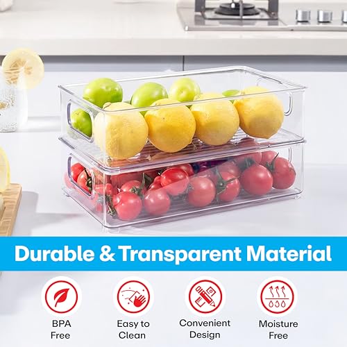 Prime Pick Fresh Store Fridge Storage Container Acrylic Organizer Stackable BPA Free Transparent Kitchen Storage Bin Multifunctional Refrigerator Organizer Transparent - Image 3