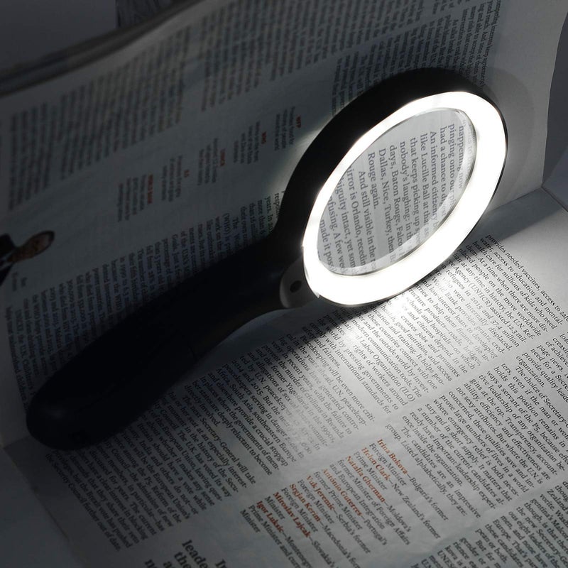 JMH Magnifying Glass with Light, 10X Handheld Large Magnifying Glass 12 LED Illuminated Lighted Magnifier for Macular Degeneration, Seniors Reading, Soldering, Inspection, Coins, Jewelry, Exploring - Image 2