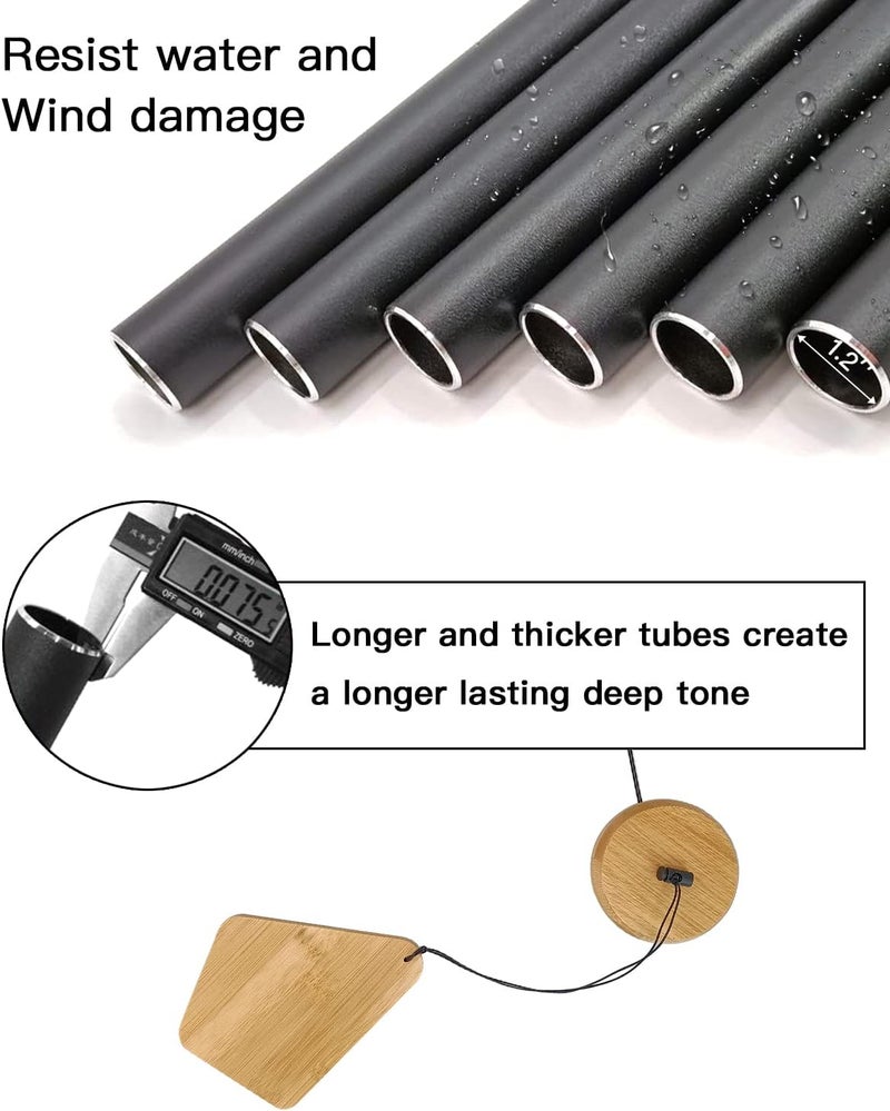 Howarmer Wind Chimes 30 Inches Deep Tone Memorial Wind Chimes with Hook for Mother's Day/Housewarming/Christmas, Patio, Garden, Yard, Home Decor, Black - Image 3