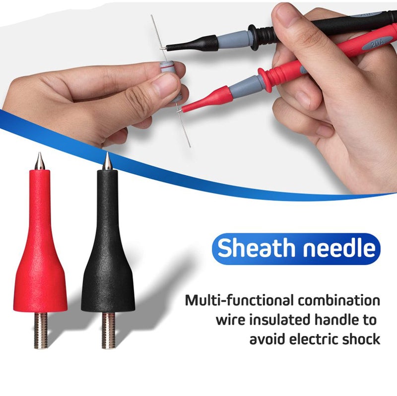 HANDSKIT Multimeter Test Leads Kit,HANDSKIT 16 Pieces Testing Lead with Alligator Clips Stackable Banana Plug Test Hook Replaceable Gold-Plated Multimeter Needle Probes and Back Probe Pins - Image 4