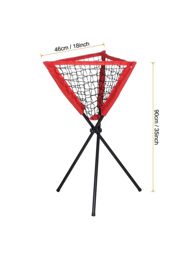 PATIKIL Baseball Caddy, Portable Batting Practice Ball Caddy Stand with Carry Bag for Ball Softball Baseball Holders Hitting Batting Practice Training, Red  - Image 1