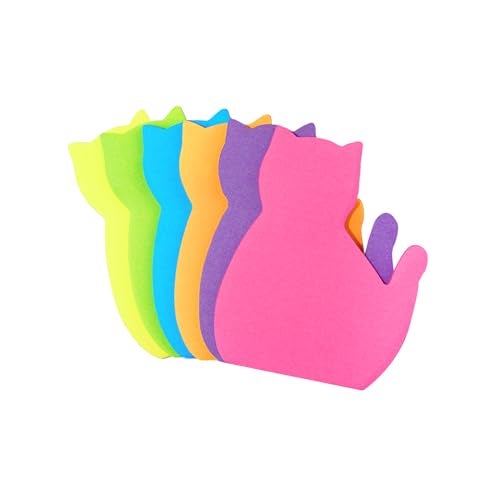 HSYMQ Cute Cat Sticky Notes, 6Pack 6 Bright Color Kawaii Sticky Notes for Cats Lover (6 Colors Shape 1) - Image 5
