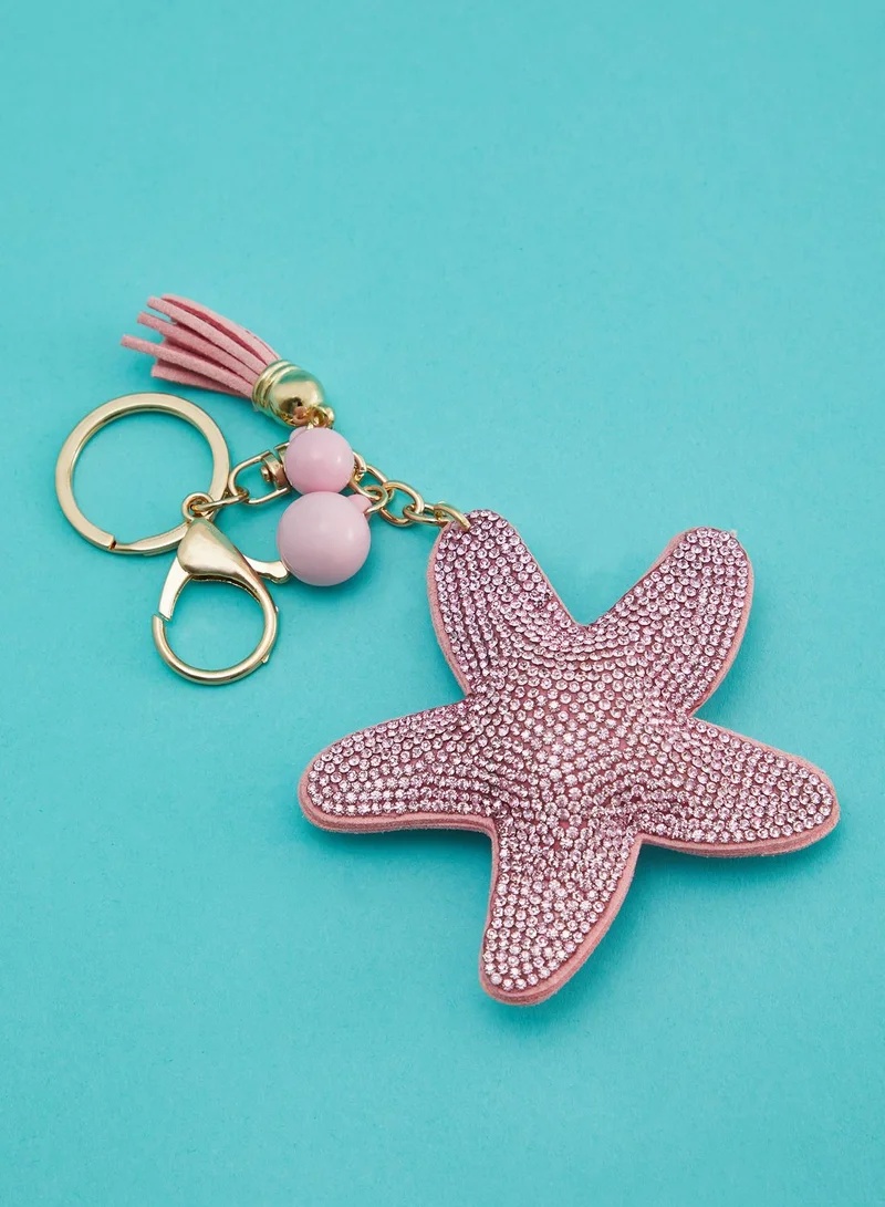 Pink Cactus Starfish Keyring