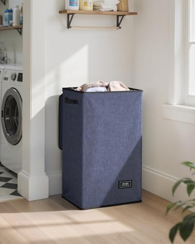 SOLEDI Laundry Hamper with Lid 90L Large Tall Collapsible Laundry Basket Clothes Hamper with Bag Removable Easy to Carry Dirty Hampers for Bedroom Bathroom Dorm College Navy Blue - Image 3