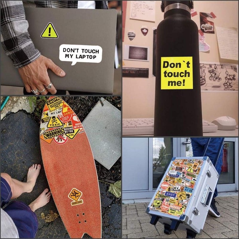 QTL Waterproof Vinyl Stickers for Laptop Water Bottle Car Decals for Adults (100 Pcs Warning Sign Style) - Image 3