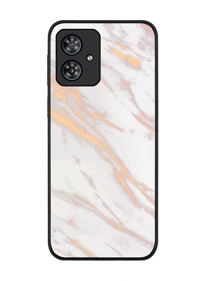 Stylizedd Rugged Black edge case for Motorola Moto G54 / Motorola Moto G54 Power / Motorola Moto G64 5G, Slim fit Flexible Thin Cover - Marble Print Gold Grey - Image 1