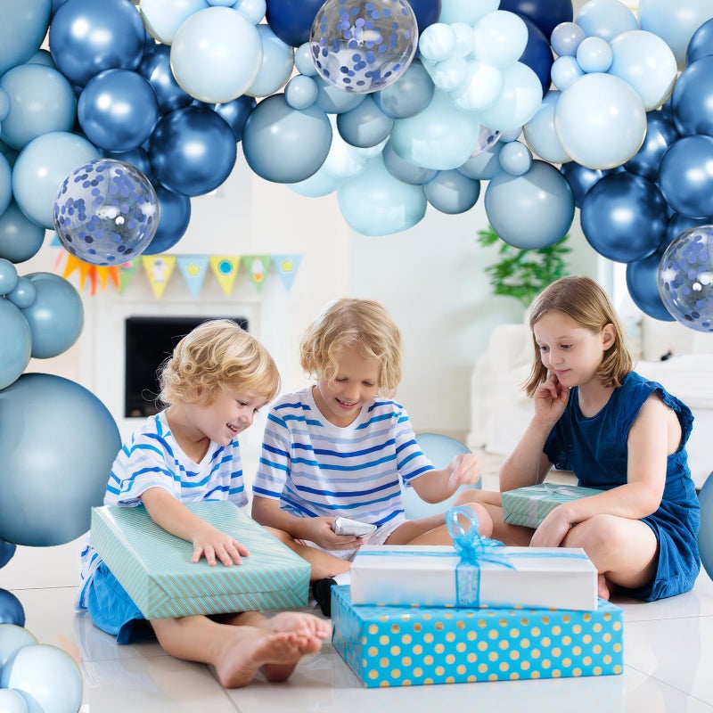 PEASUG Blue Balloon Arch Kit, 168 Pcs Navy Blue Balloon Garland, 18 12 10 Inch Confetti Latex Metallic Chrome Balloons for Birthday Party Baby Shower Ocean Anniversary Decorations - Image 5