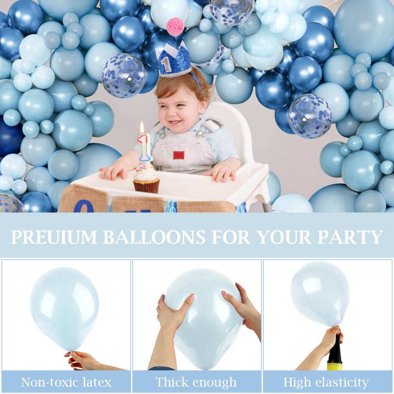 PEASUG Blue Balloon Arch Kit, 168 Pcs Navy Blue Balloon Garland, 18 12 10 Inch Confetti Latex Metallic Chrome Balloons for Birthday Party Baby Shower Ocean Anniversary Decorations - Image 4