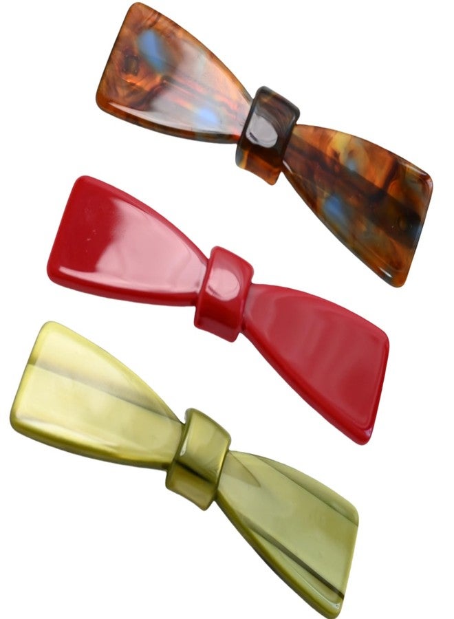 Prettyou French Barrettes，Acetate Hair Clips for Women Side Clips for Thin Hair，bang clip，pack of 3， (red，green，brown, 2.36‘’) - Image 1