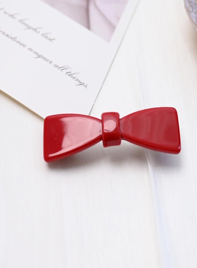 Prettyou French Barrettes，Acetate Hair Clips for Women Side Clips for Thin Hair，bang clip，pack of 3， (red，green，brown, 2.36‘’) - Image 4