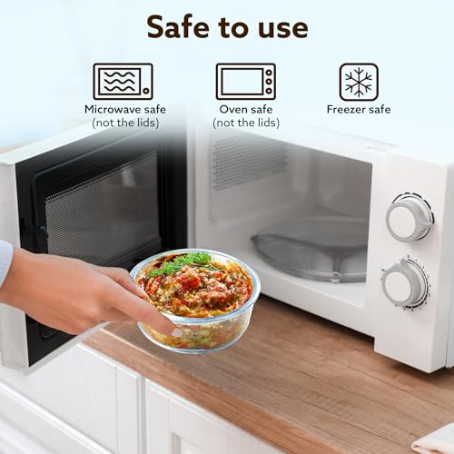 AGARO Elite Borosilicate Glass Lunch Box, 3pcs Set, 400ml Each, Office Tiffin Box with Bag, Men & Women, Round Shaped, Leak Proof & Airtight Locking Lid, Microwave & Freezer Safe, Transparent - Image 5