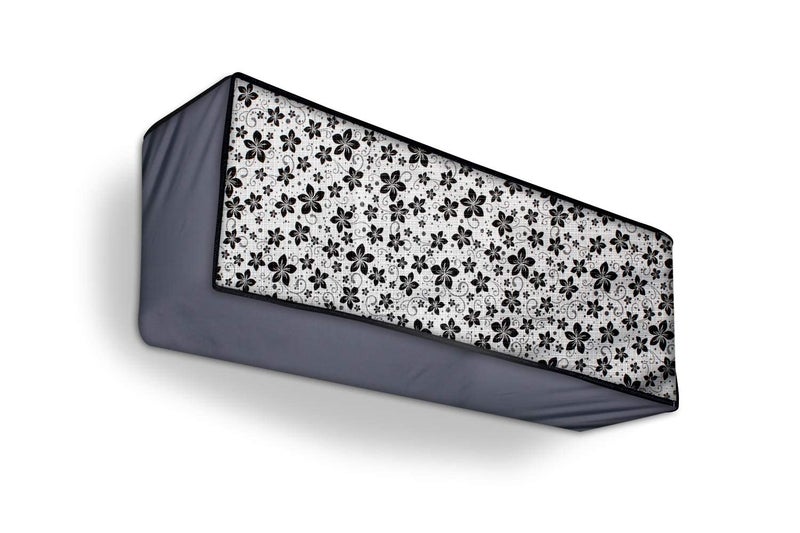 Da Anushi Split AC Cover Indoor Unit For 1.5 Ton Capacity AC, All Weather Cover/Attractive Digital Prints/Dustproof/Water Resistant AC Cover (Grey Black Flower) - Image 1