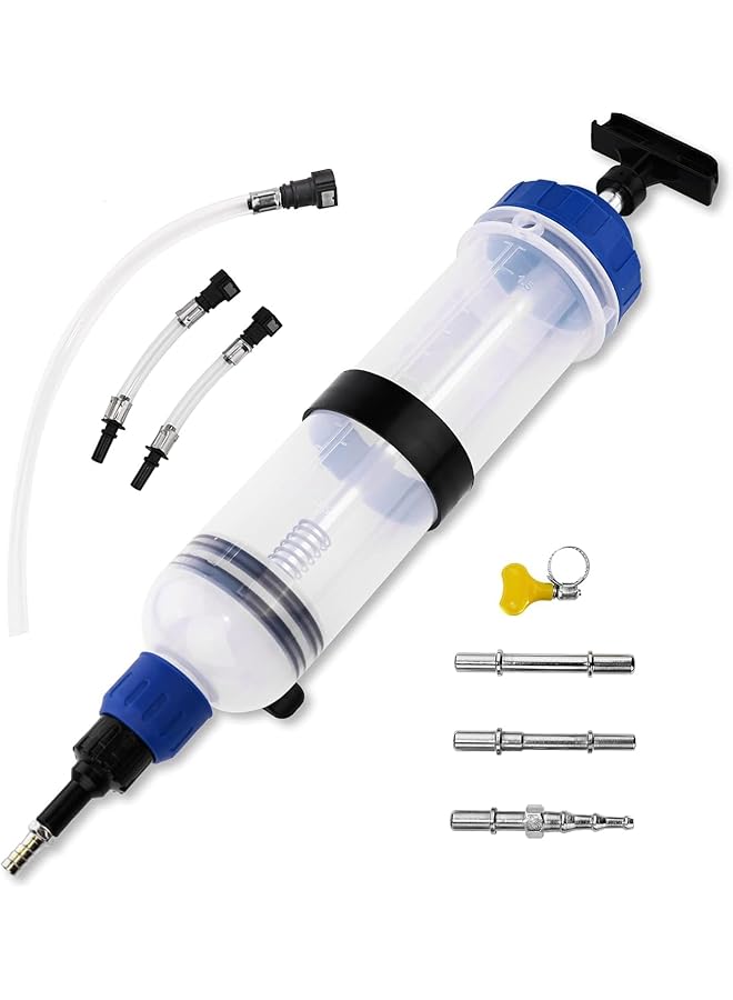 إكسفور مضخة يدوية لاستخراج السوائل سعة 1500 مل، مضخة استخراج وتعبئة الزيت، لتغيير زيت التروس وسائل الفرامل، مضخة على شكل حقنة سوائل لاستخراج السوائل من المركبات رباعية الدفع والقوارب والسيارات (1500 سم مكعب/1.58 كوارت/51 أونصة) - Image 1