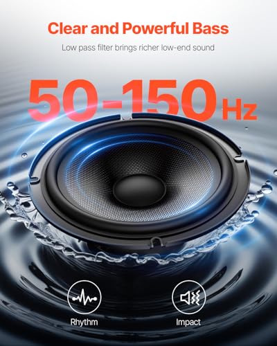 VEVOR 10" 440W Underseat Car Subwoofer, Slim Powered Car Subwoofers with Blue Ambient Light, Low Profile Audio Sub Under The Seat with Built-in Amplifier, Remote Controller for SUVs, Car, Truck, RV - Image 5