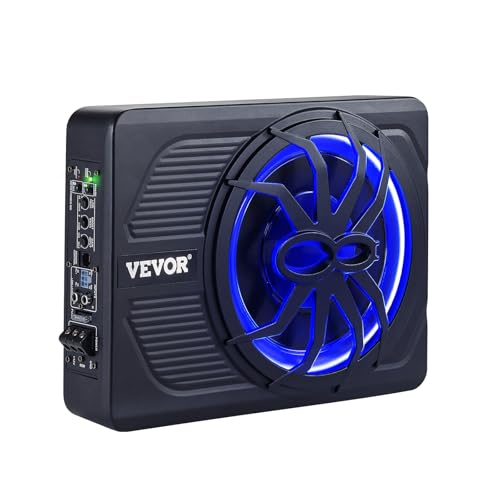 VEVOR 10" 440W Underseat Car Subwoofer, Slim Powered Car Subwoofers with Blue Ambient Light, Low Profile Audio Sub Under The Seat with Built-in Amplifier, Remote Controller for SUVs, Car, Truck, RV - Image 4