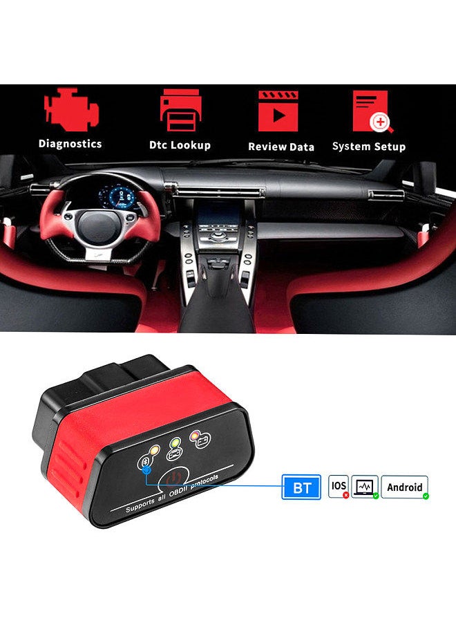 Konnwei - KONNWEI OBDII Mini BT3.0 Car Auto Diagnostic Scan Tools Compatible with Android Windows PC (Red White)  KW903 - Image 1