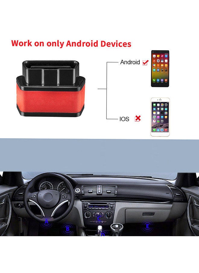 Konnwei - KONNWEI OBDII Mini BT3.0 Car Auto Diagnostic Scan Tools Compatible with Android Windows PC (Red White)  KW903 - Image 1
