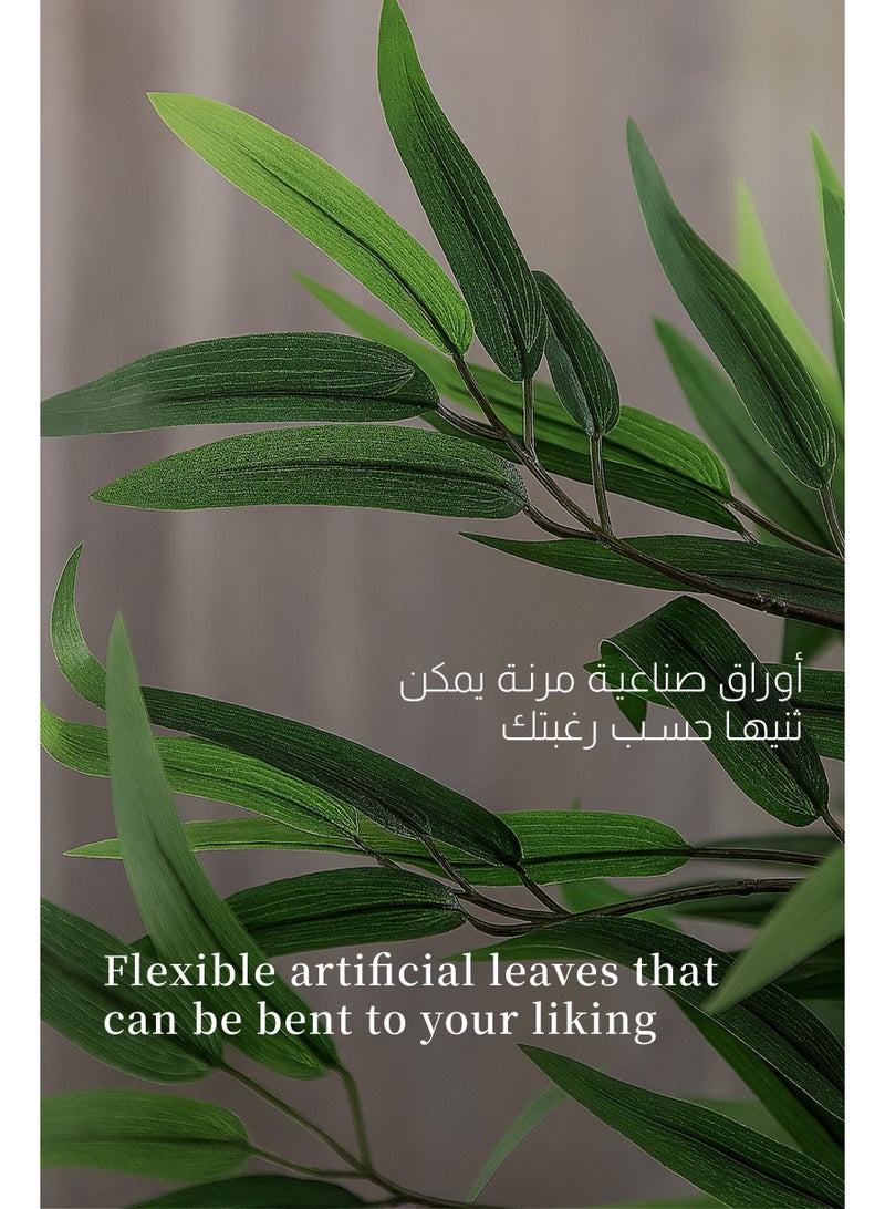 ULHYC 1.5m Artificial Bamboo Tree, Simulation Plant, Artificial Bamboo Plant with Tall Flower Pot, Artificial Silk Tree with 5 Trunks and Realistic Leaves, Suitable for Indoor and Outdoor Home Office Decoration - Image 4