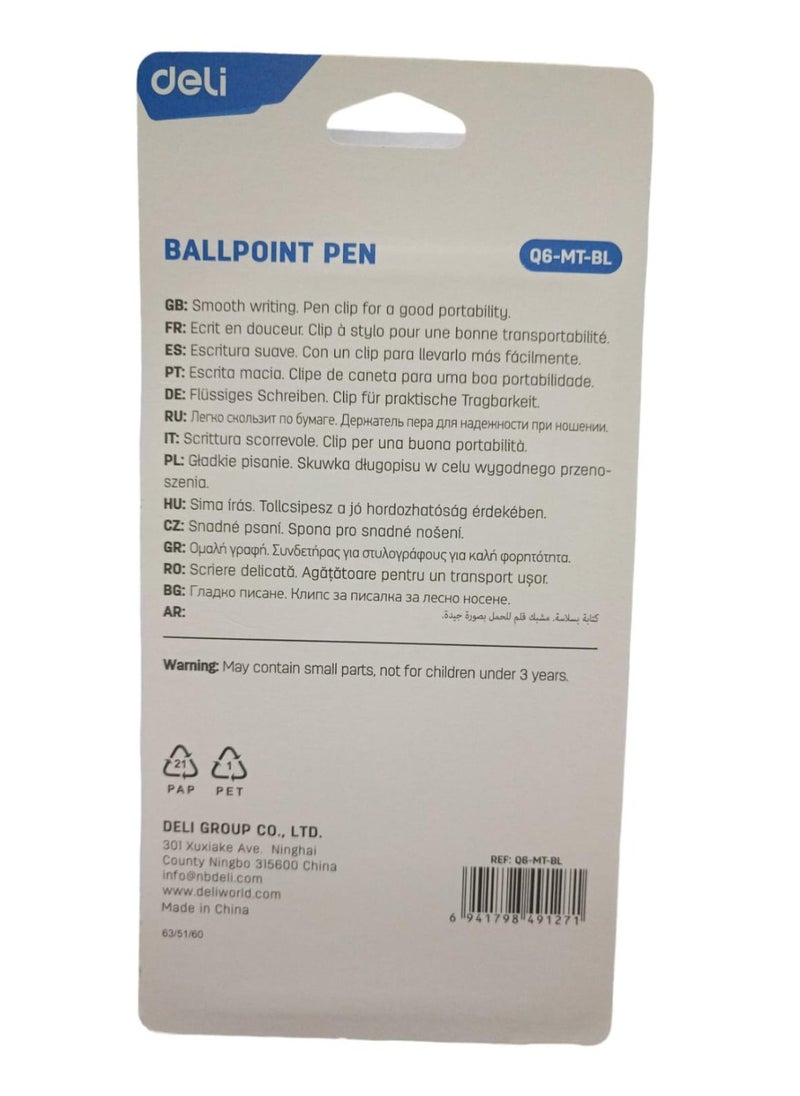 Deli 7-Piece Ballpoint Pen Set Blue  - Image 2