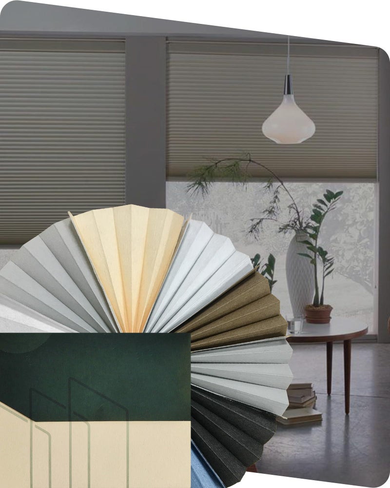 Yoolax Motorized Cellular Shades Compatible with Alexa, Blackout Motorized Blinds Smart Honeycomb Shades for Windows, Automatic Blinds with Remote, Fabric Sample (Multicolor) - Image 1