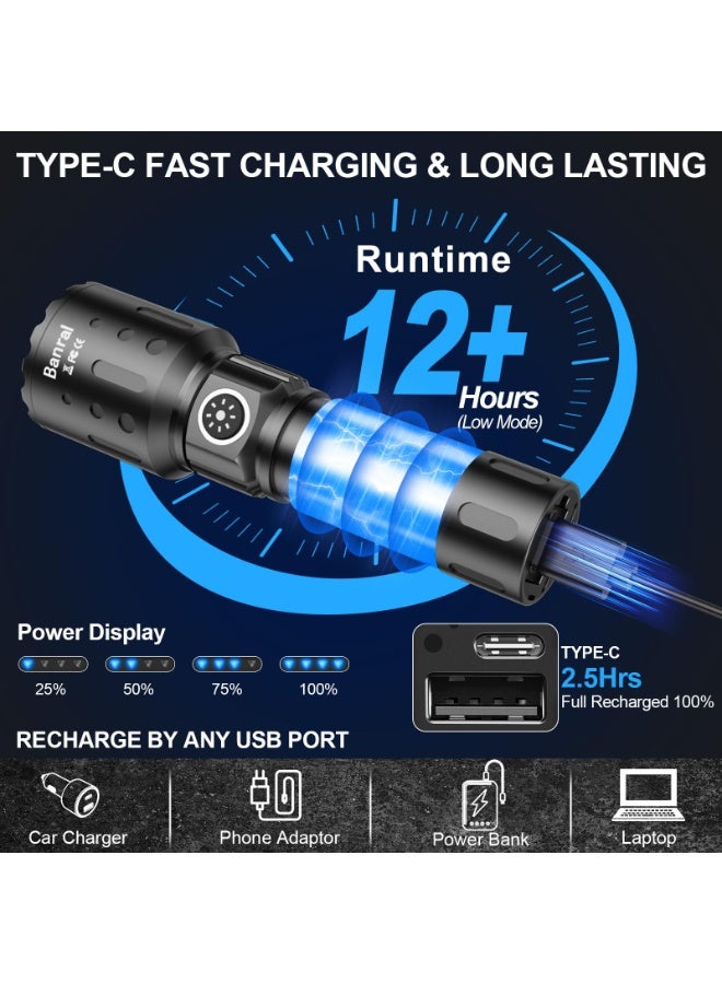 Rechargeable Flashlights High Lumens, Super Bright LED Small Powerful Tactical Flashlight with Memory Function, 6Modes Pocket Waterproof Flash Light for Camping,Emergency - Image 5