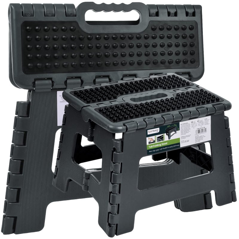 Rainberg Folding Step stool for Kids and Adults Anti Slip Stool Foldable Stool Heavy duty Stool with grip on top Use in the Kitchen Bathroom easy to store