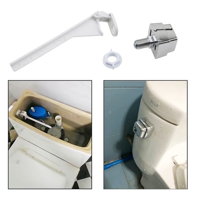 Rrina 2Pcs Push Button Toilet Flush Lever Handle Universal Side Mount Toilet Trip Lever Tank Flush Lever - Image 4